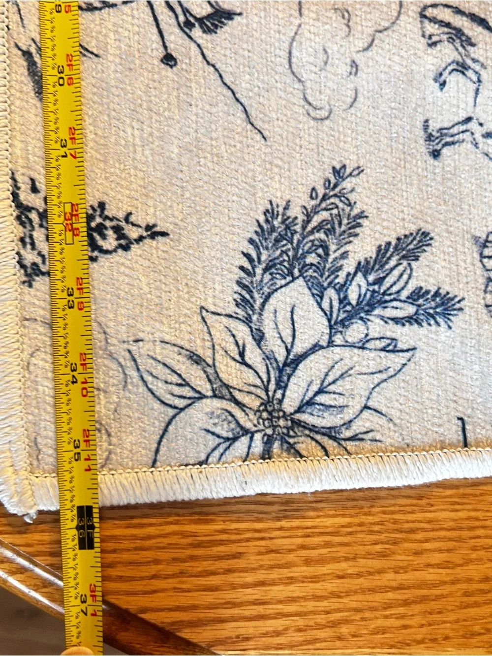 Ruggable Winter Toile Nostalgic print Blue Flat Woven Rug 2x3